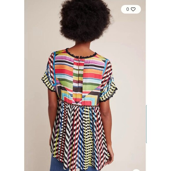 Anthropologie Conditions Apply Size XS Multicolored Geometric Print Tunic Blouse - Picture 2 of 11